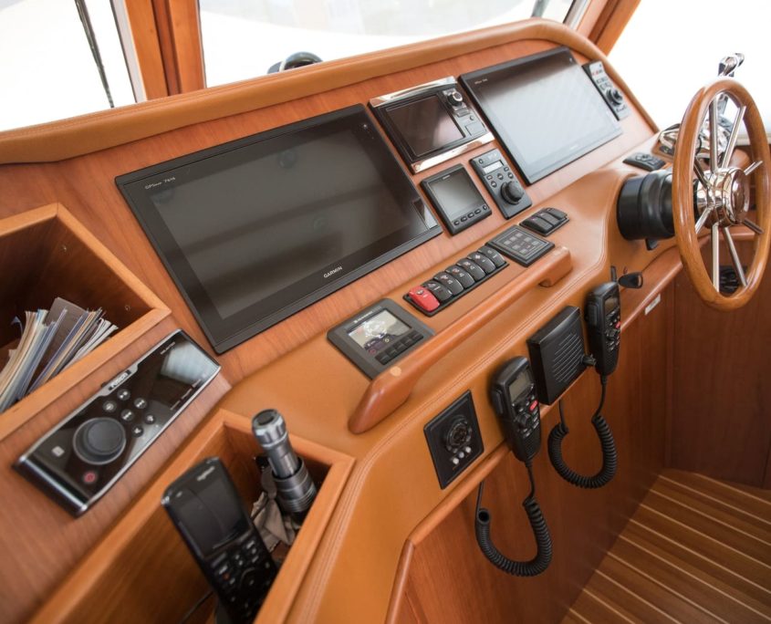 Front of boat with navigation equipment