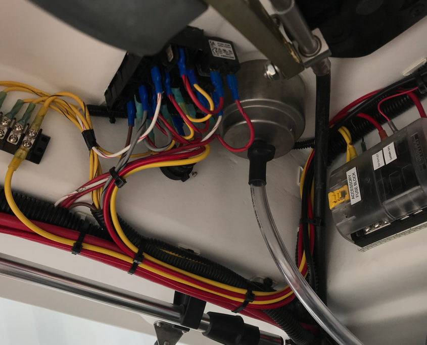 Under boat electronic wiring